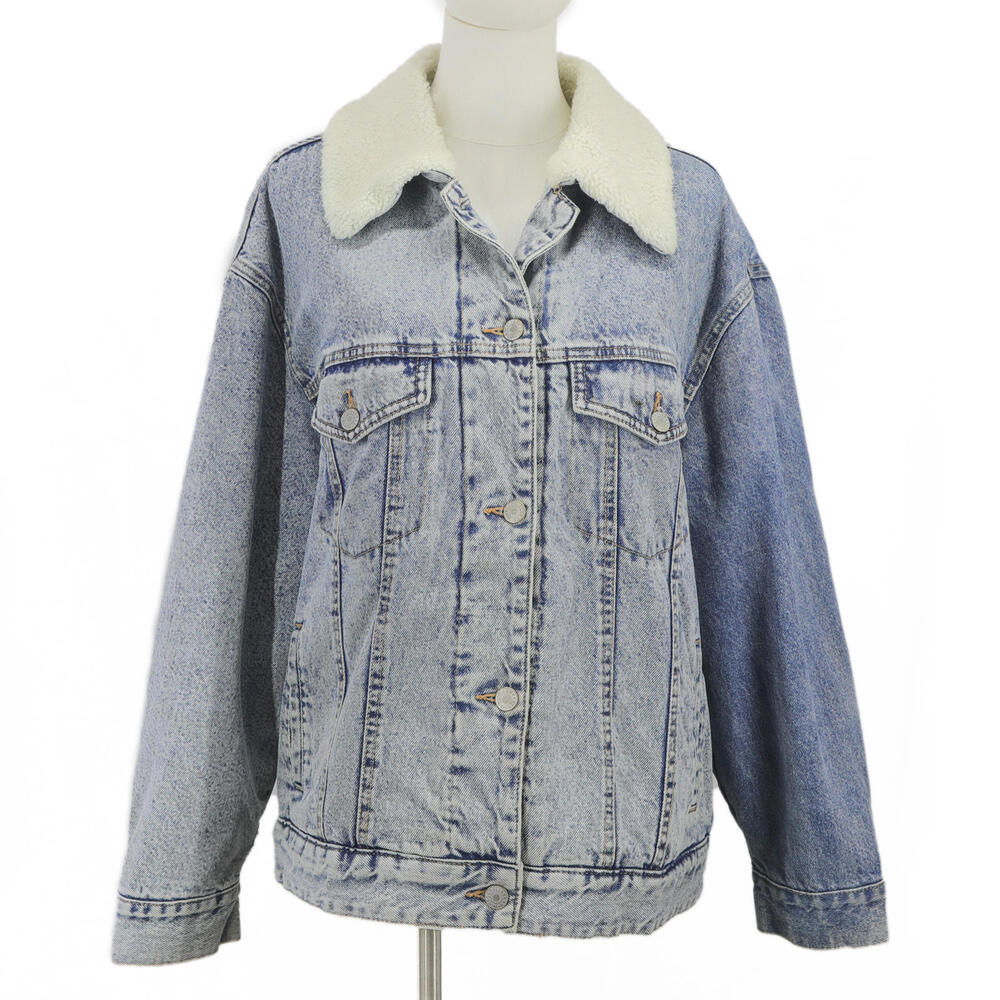 Pull And Bear Sherpa Lined Men's Denim Jacket Size L